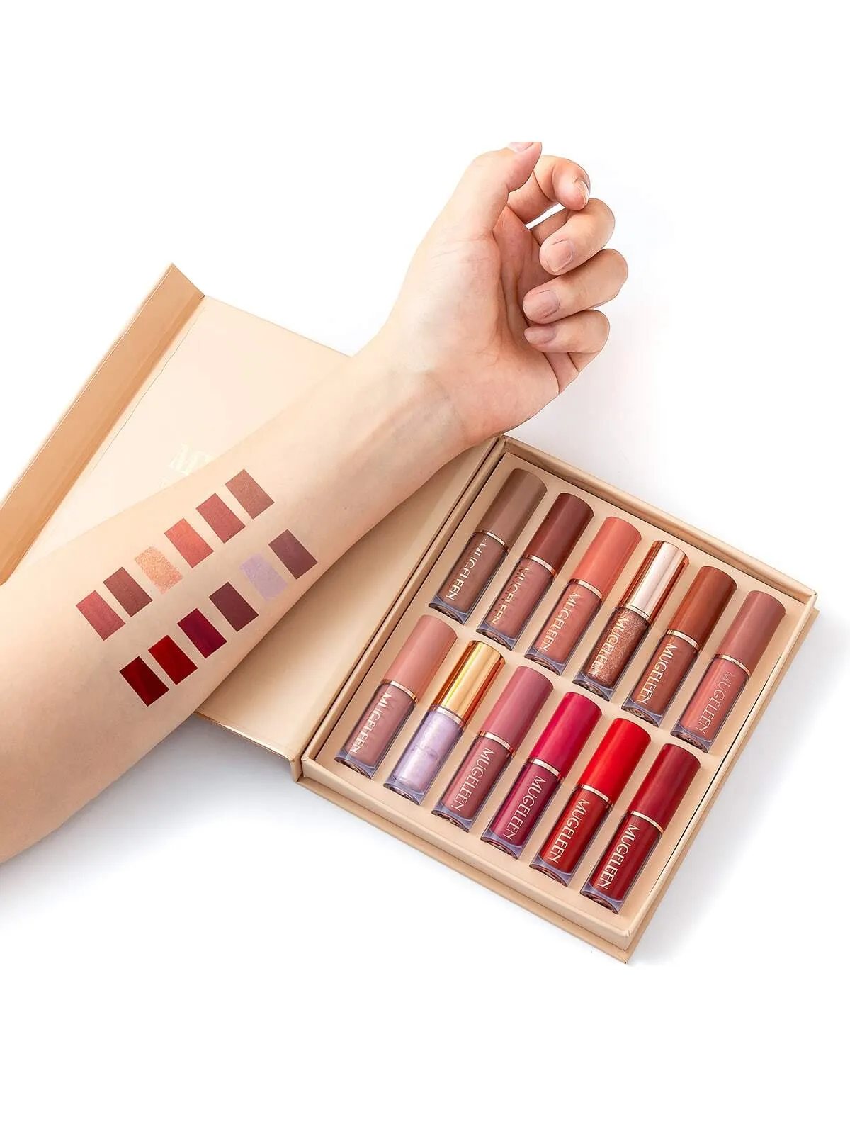 12pcs Lip Gloss Set, Moisturizing Matte Not Easy To Fade Lip Stain, Lipstick, Fine Glitter Lip Glaze, Gift Box For Mother Day Valentine Day