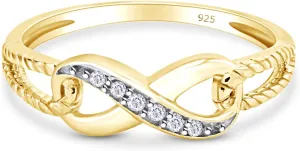 14k Gold Plated 925 Sterling Silver Infinity Rope Natural Diamond Ring For Women (0.03 Cttw, I-J Color, I2-I3 Clarity)