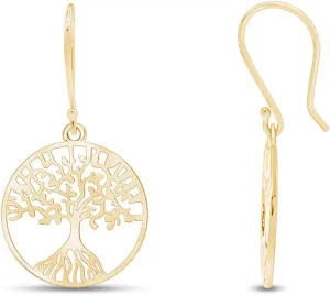 14k Gold Plated 925 Sterling Silver Tree Of Life Drop Earrings Jewelry For Women