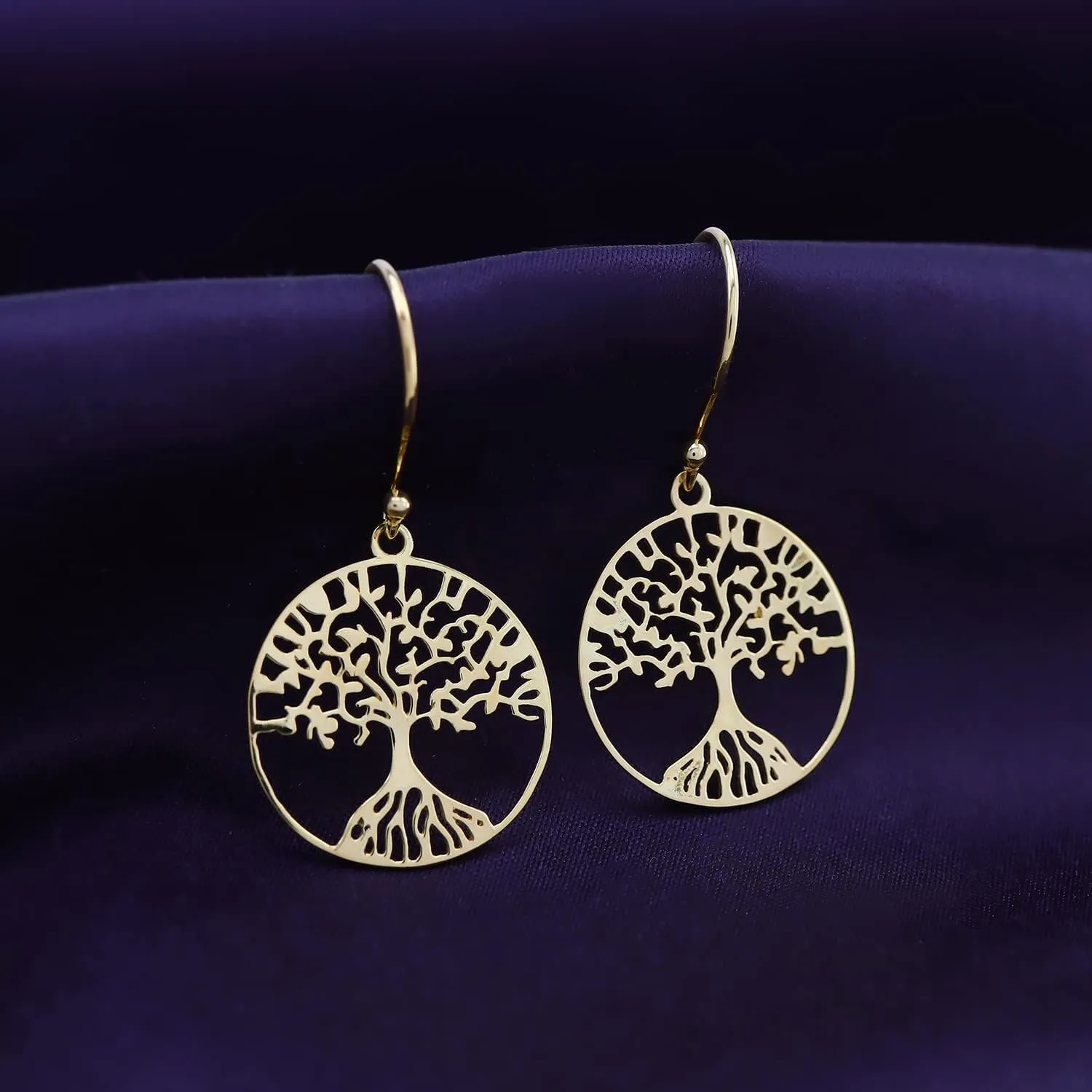 14k Gold Plated 925 Sterling Silver Tree Of Life Drop Earrings Jewelry For Women