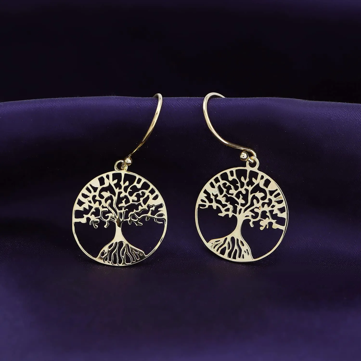 14k Gold Plated 925 Sterling Silver Tree Of Life Drop Earrings Jewelry For Women