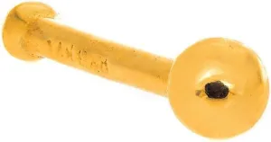14K Solid Yellow Gold Shiny Ball Nose Bone Stud - 0.5mm 24 Gauge 9mm Long