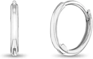 14k White Gold Plain Polished Endless Hoop Earrings For Little Girls and Pre-Teens 9mm - Simple Polished Jewelry for Young Girls - Children's Jewelry for Everyday or Formal Events