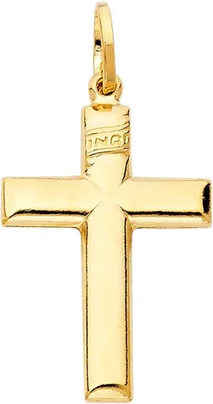14k Yellow Gold INRI High Polish Cross Pendant Shiny Jesus Christ Vintage Charm