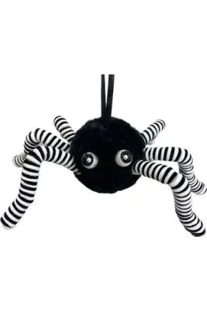 15" Faux Fur Spider Wreath Accent: Black & White
