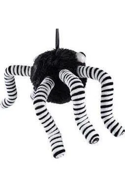 15" Faux Fur Spider Wreath Accent: Black & White