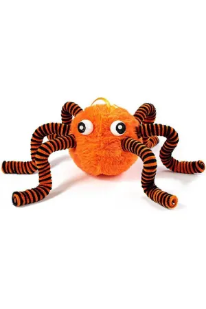 15" Faux Fur Spider Wreath Accent: Orange & Black