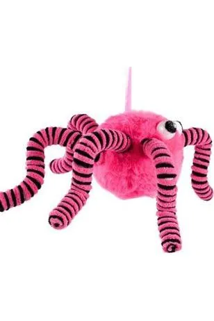 15" Faux Fur Spider Wreath Accent: Pink & Black