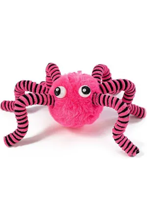 15" Faux Fur Spider Wreath Accent: Pink & Black