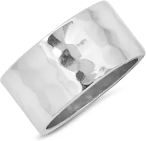 18K Gold or 925 Sterling Silver Plated Wide Ring - Hypoallergenic Simple Chunky Band Rings for Women, Made in the USA