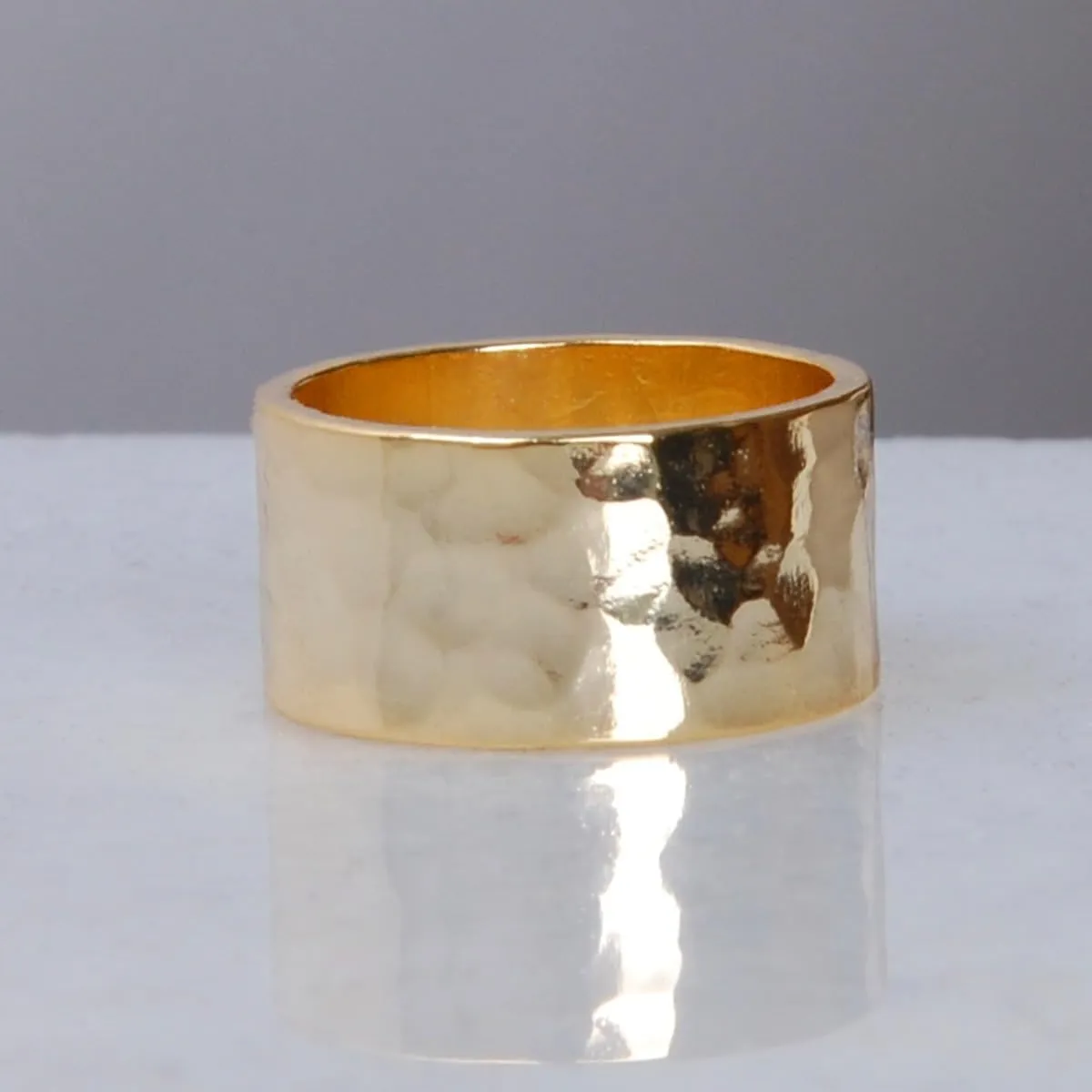 18K Gold or 925 Sterling Silver Plated Wide Ring - Hypoallergenic Simple Chunky Band Rings for Women, Made in the USA