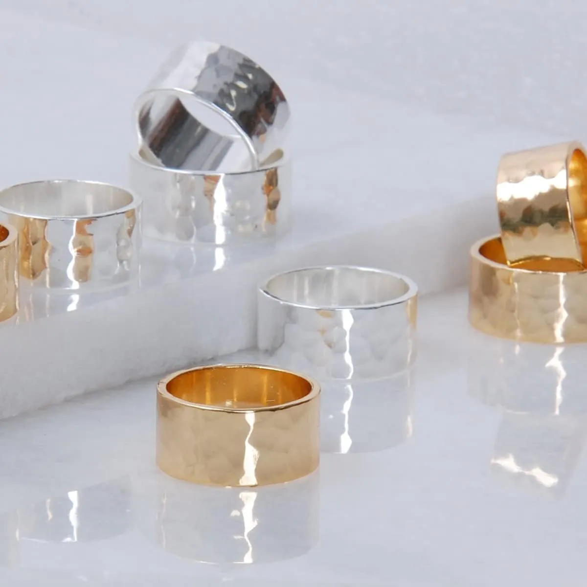 18K Gold or 925 Sterling Silver Plated Wide Ring - Hypoallergenic Simple Chunky Band Rings for Women, Made in the USA