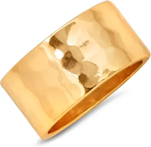 18K Gold or 925 Sterling Silver Plated Wide Ring - Hypoallergenic Simple Chunky Band Rings for Women, Made in the USA