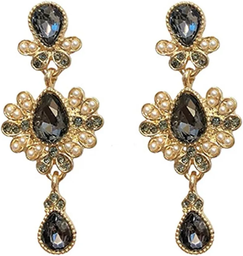 1928 Jewelry Black Victorian Inspired Petite Teardrop Style Black Grey Vintage Pearl Earrings african pearl chandelier Bohemian for Women