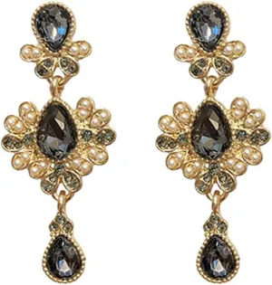 1928 Jewelry Black Victorian Inspired Petite Teardrop Style Black Grey Vintage Pearl Earrings african pearl chandelier Bohemian for Women