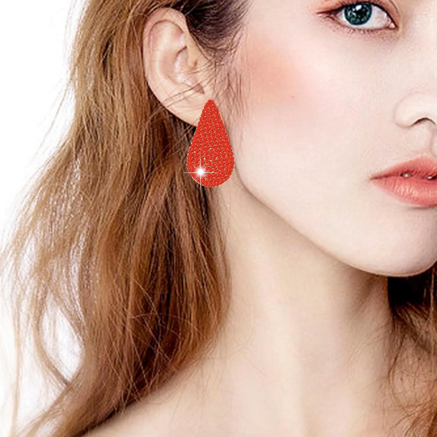 2 Pairs Gold Rhinestone Chunky Hoop Earrings Set Extra Large Colours Crystal Teardrop Earring Fashion Jewelry for Women