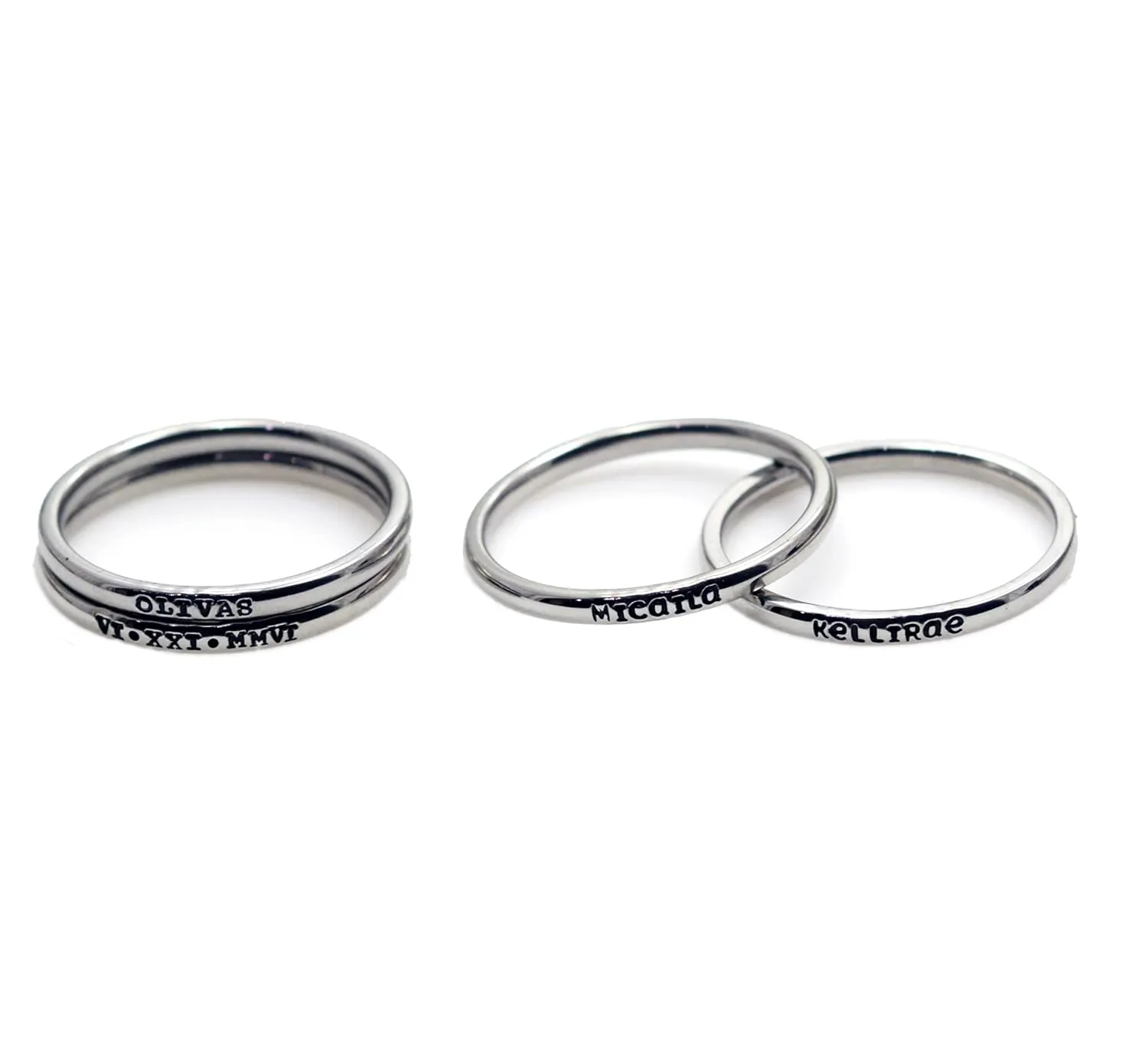 2mm *Shiny Finish* Stackable Stainless Steel Personalized Custom Stacking Name Ring(s)