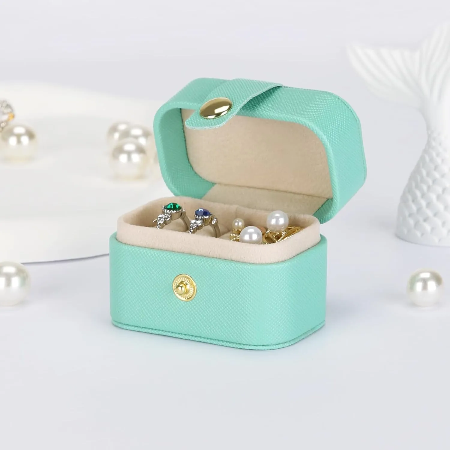 3 Pieces Small Travel Jewelry Ring Holder Case, Mine Jewelry Earring Stud Holder Boxes, Portable Jewelry Storage case For Gift To Women, Girl
