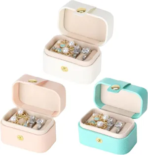 3 Pieces Small Travel Jewelry Ring Holder Case, Mine Jewelry Earring Stud Holder Boxes, Portable Jewelry Storage case For Gift To Women, Girl