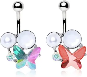 316L Stainless Steel Art of Brilliance Gleaming Butterfly WildKlass Navel Ring