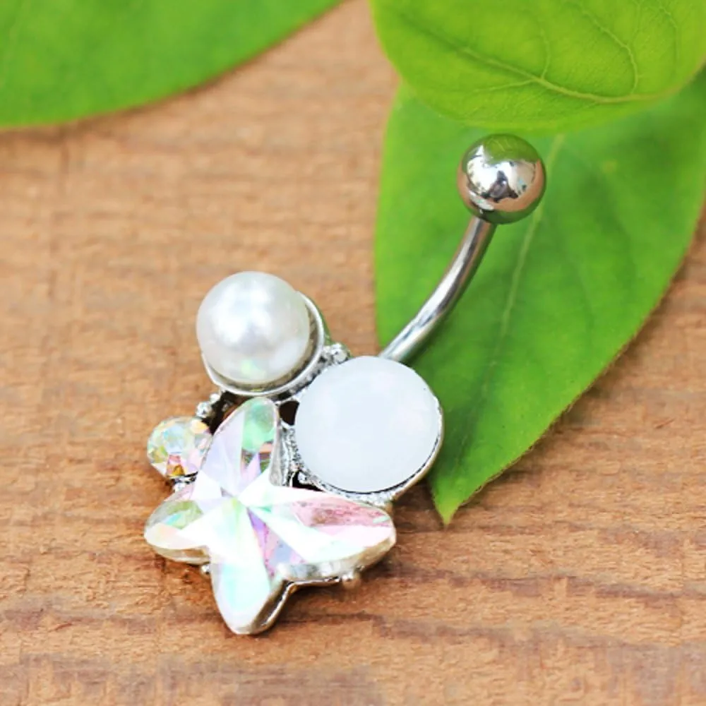316L Stainless Steel Art of Brilliance Gleaming Butterfly WildKlass Navel Ring
