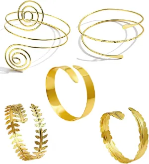 4-6 Pcs Arm Cuff Upper Arm Band Cuff Bracelet Bangle for Women Adjustable Armband Set