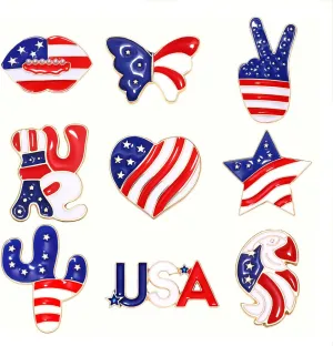 4 th of July Brooches American Flag Patriotic Red White Blue Star USA Peace Sign Eagle Heart Butterfly Brooch Pins Bulk Vintage Fourth of July Celebrate Independence Day Lapel Pins Gift for Women Girls