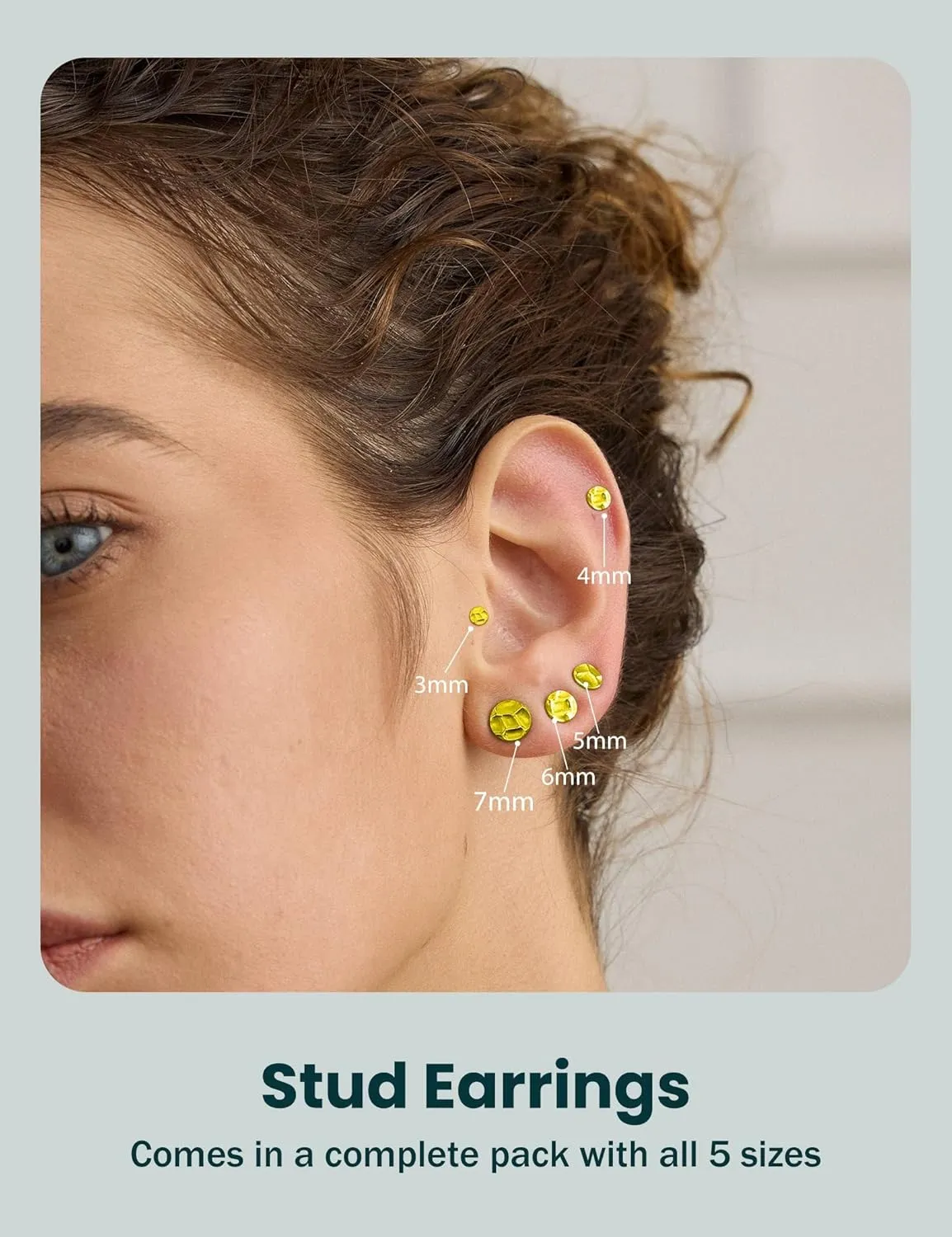 5 Pairs hammered gold Earrings for Women 316L Hypoallergenic Earrings Stainless Steel Lightweight Hammered Round Stud Valentine's Day Christmas Mother's Day