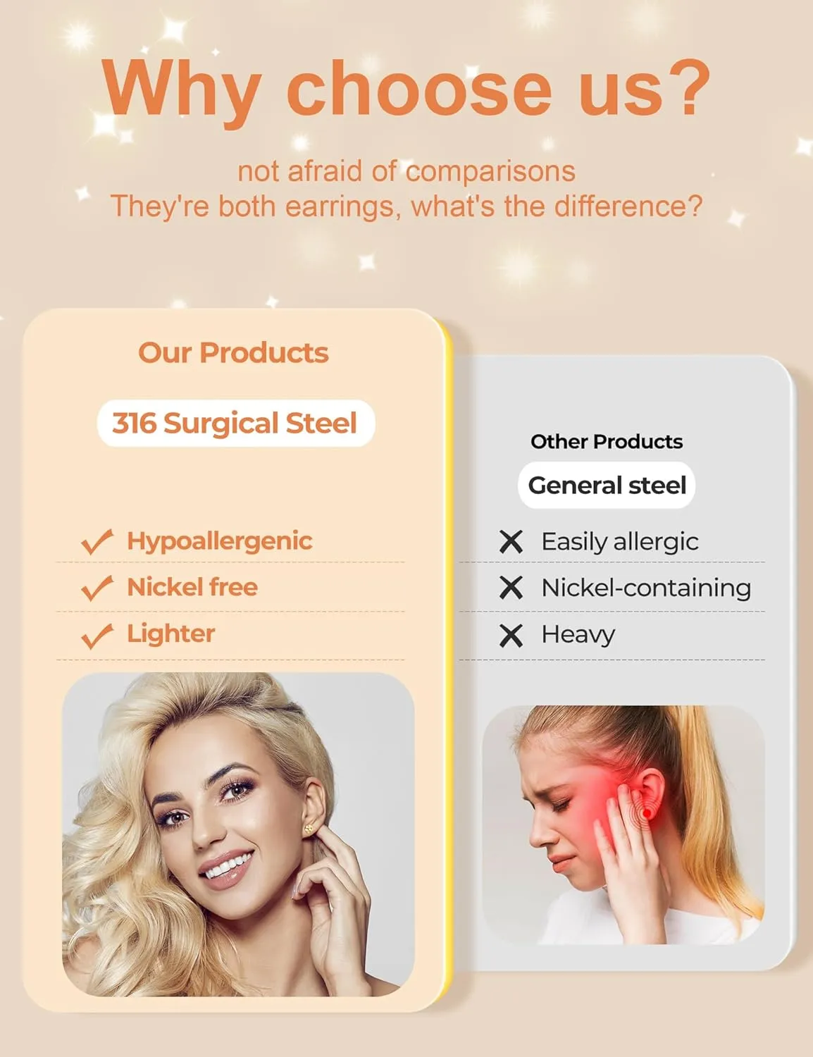 5 Pairs hammered gold Earrings for Women 316L Hypoallergenic Earrings Stainless Steel Lightweight Hammered Round Stud Valentine's Day Christmas Mother's Day
