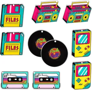5 pairs Retro Earrings Set 80s 90s Earrings Acrylic Dangle Earrings Cassette Tape Earrings 90's Accessories for Women,Acrylic Dangle Earring Set for 80s 90s Outfits Halloween Earrings for 80s Accessories