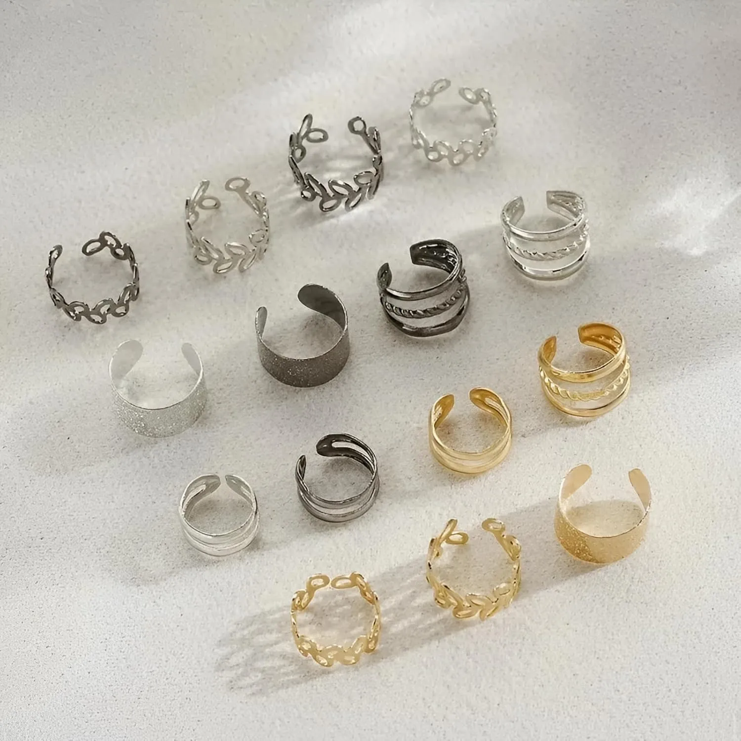 5PCS Silver Clip On Ear Cuffs for Women, Non-Pierced Punk Helix Earrings Set, Hollow Leaf and Spiral Design, Zinc Alloy Gothic Fake Cartilage Wrap Cuffs Jewelry for Party or Everyday Wear