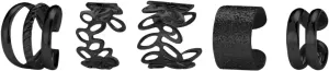 5PCS Silver Clip On Ear Cuffs for Women, Non-Pierced Punk Helix Earrings Set, Hollow Leaf and Spiral Design, Zinc Alloy Gothic Fake Cartilage Wrap Cuffs Jewelry for Party or Everyday Wear