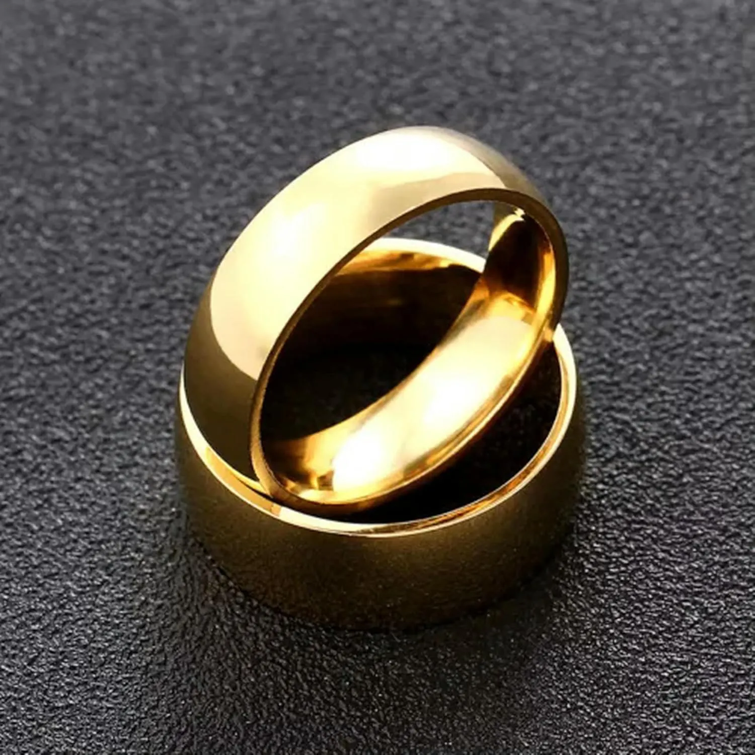 6mm/8mm Width 18K Gold Plating AAA Bands Men Womens Stainless Steel Couple Rings