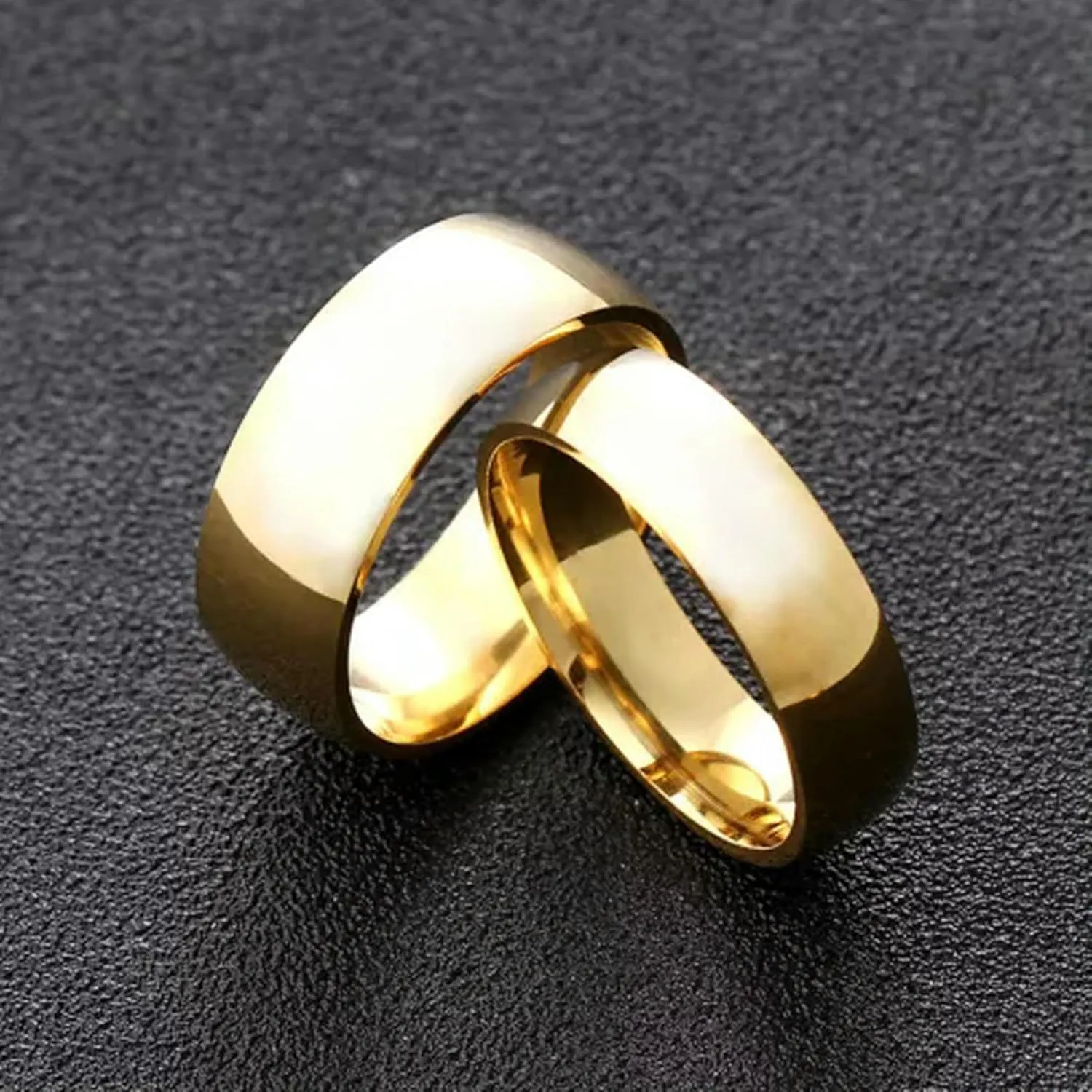 6mm/8mm Width 18K Gold Plating AAA Bands Men Womens Stainless Steel Couple Rings