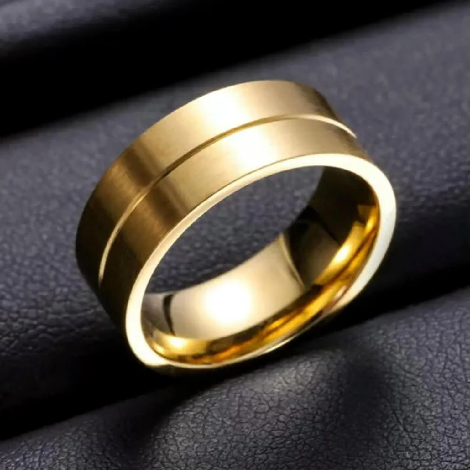 8MM Stainless Steel Couple Rings 18K Gold Matte Finished Engagement Ring Sz 5-14