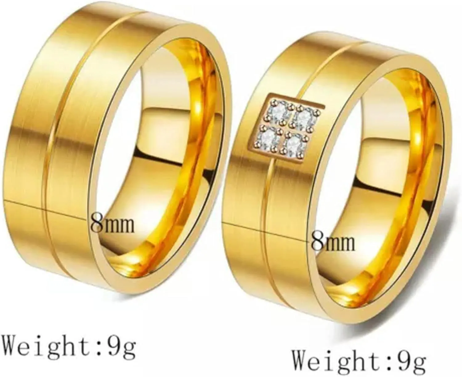 8MM Stainless Steel Couple Rings 18K Gold Matte Finished Engagement Ring Sz 5-14