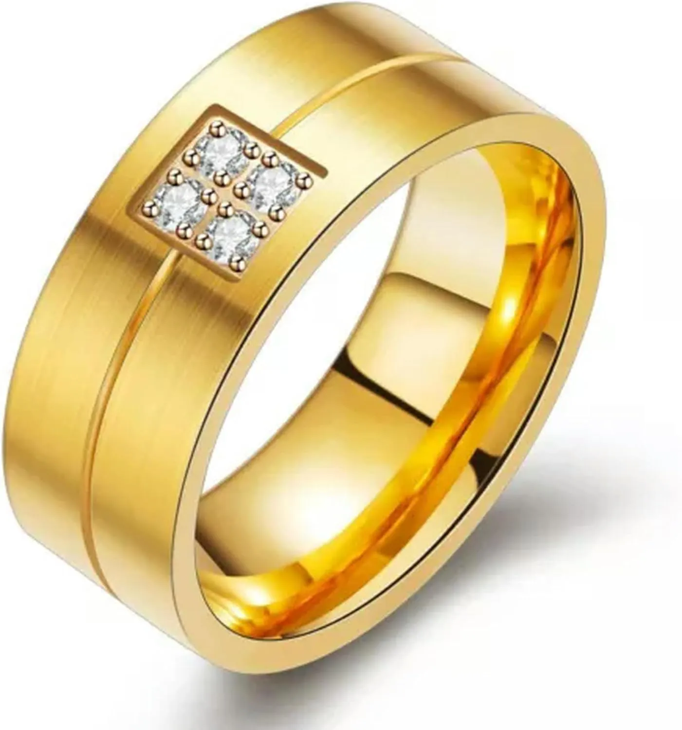 8MM Stainless Steel Couple Rings 18K Gold Matte Finished Engagement Ring Sz 5-14