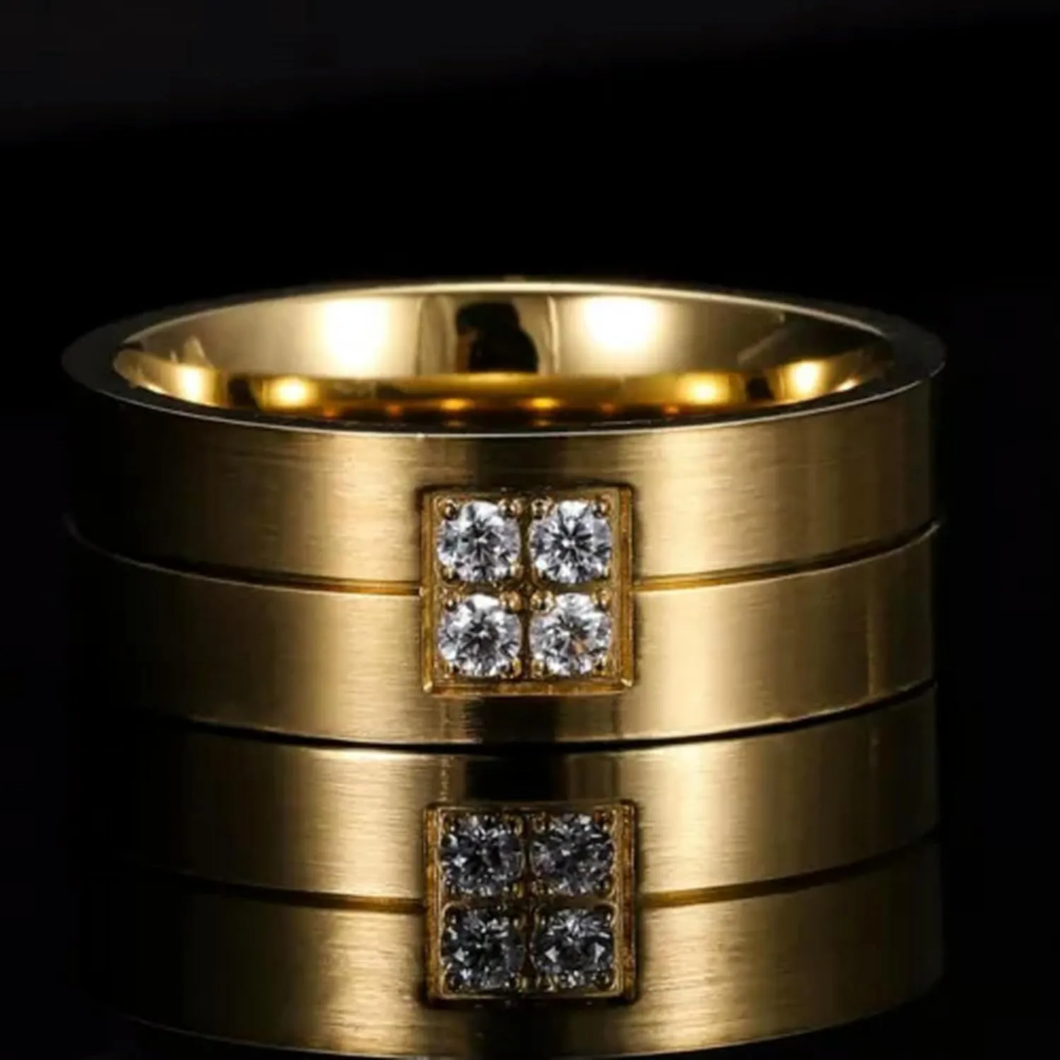 8MM Stainless Steel Couple Rings 18K Gold Matte Finished Engagement Ring Sz 5-14