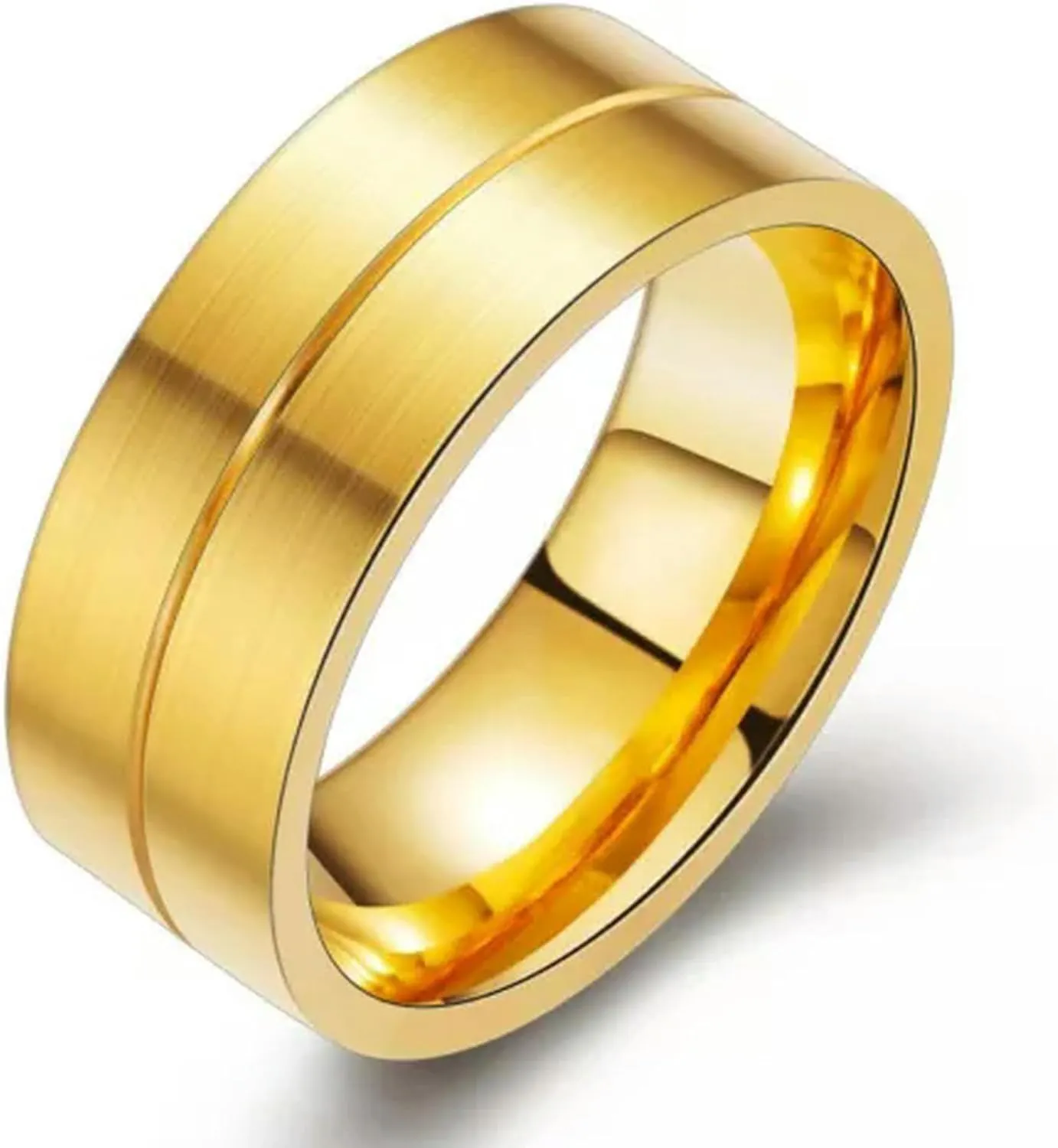 8MM Stainless Steel Couple Rings 18K Gold Matte Finished Engagement Ring Sz 5-14