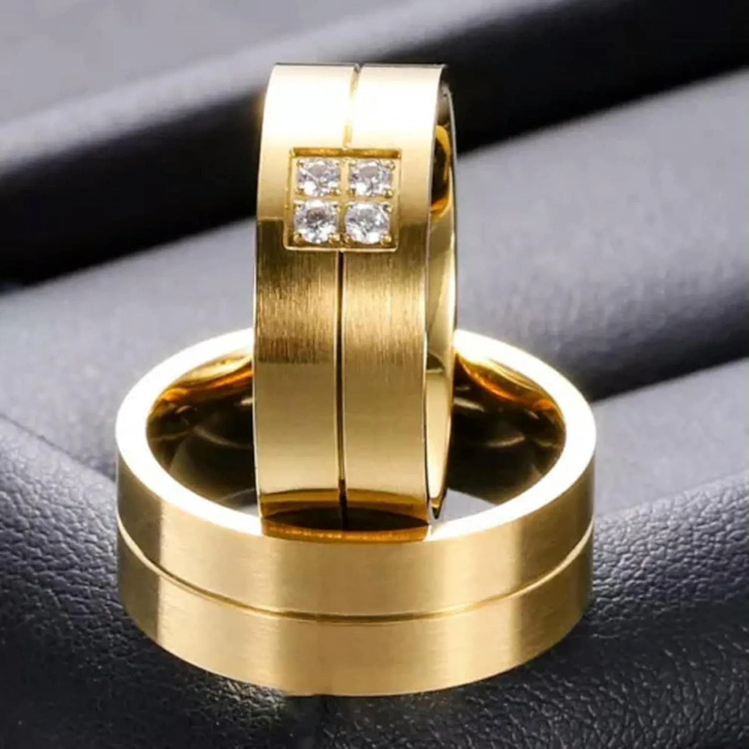 8MM Stainless Steel Couple Rings 18K Gold Matte Finished Engagement Ring Sz 5-14