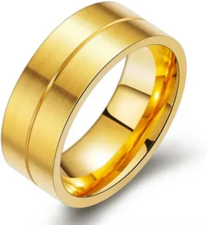 8MM Stainless Steel Couple Rings 18K Gold Matte Finished Engagement Ring Sz 5-14