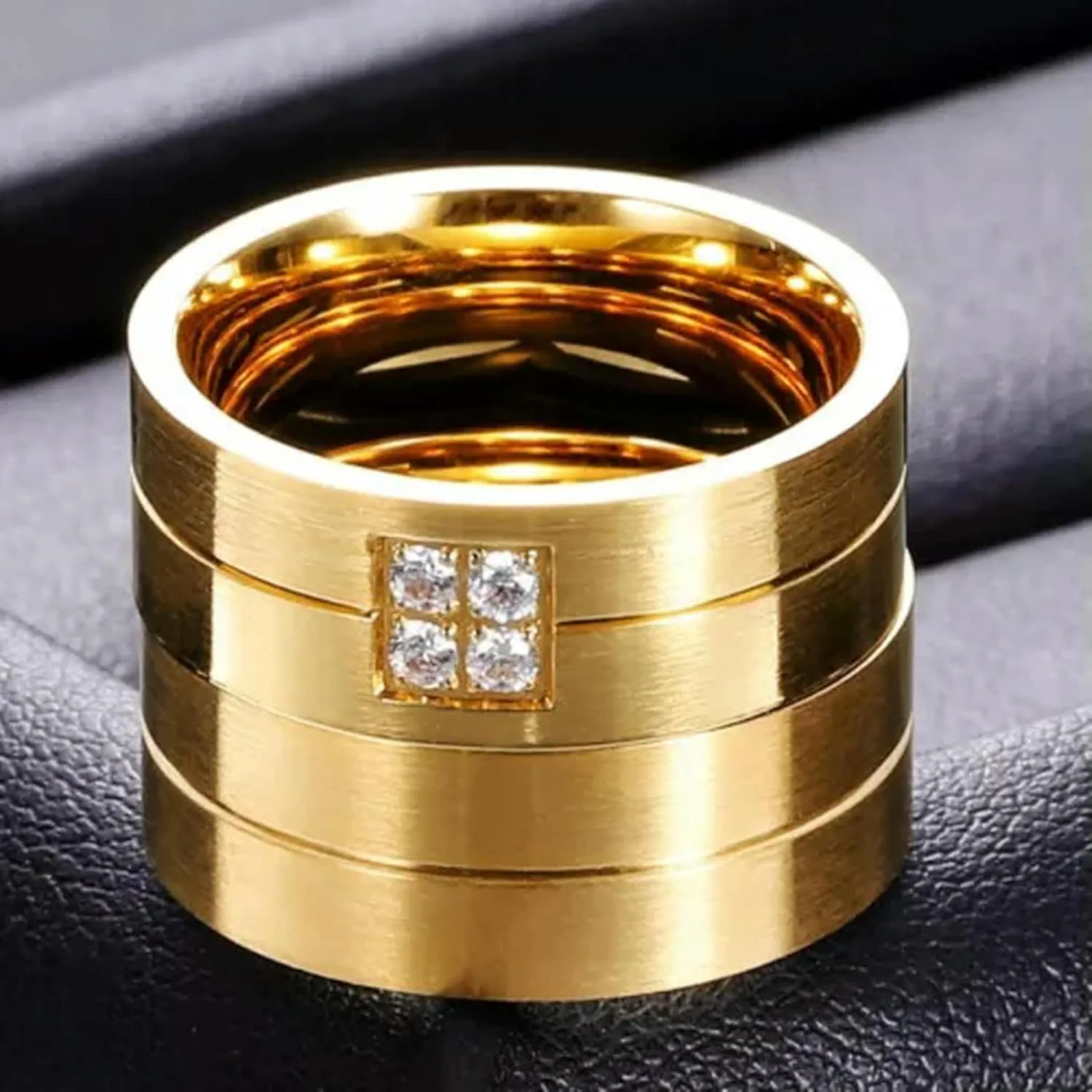 8MM Stainless Steel Couple Rings 18K Gold Matte Finished Engagement Ring Sz 5-14