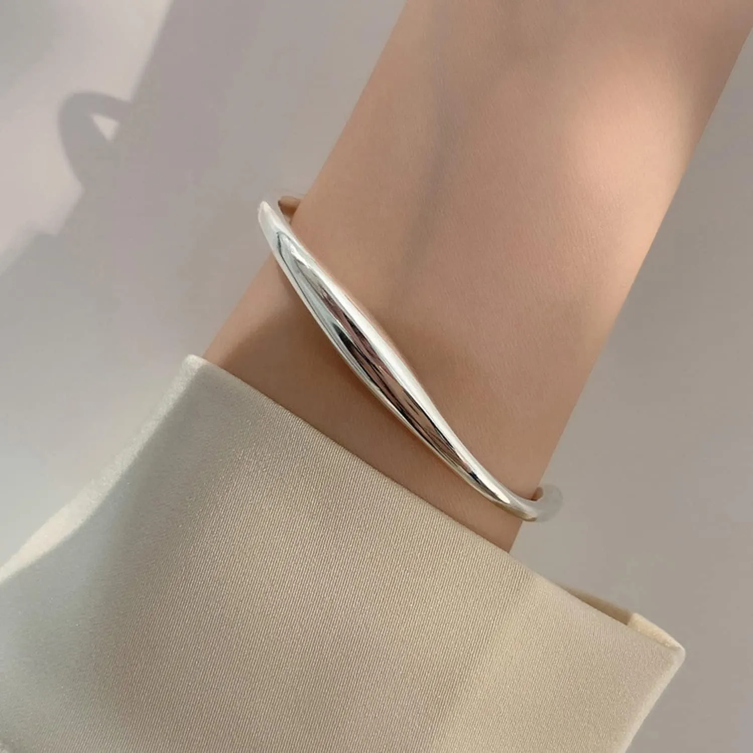925 Sterling Silver Bracelets Open Adjustable Bangle Bracelet Teardrop Water Drop Cuff Bangles for Women