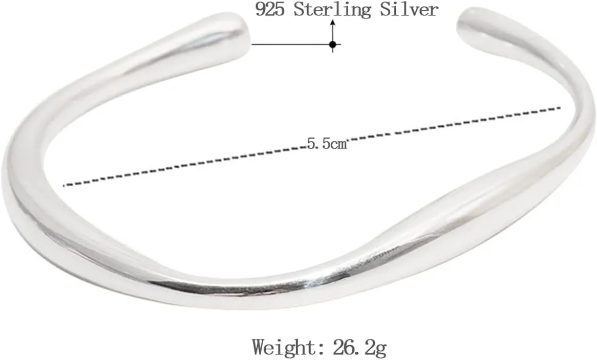 925 Sterling Silver Bracelets Open Adjustable Bangle Bracelet Teardrop Water Drop Cuff Bangles for Women