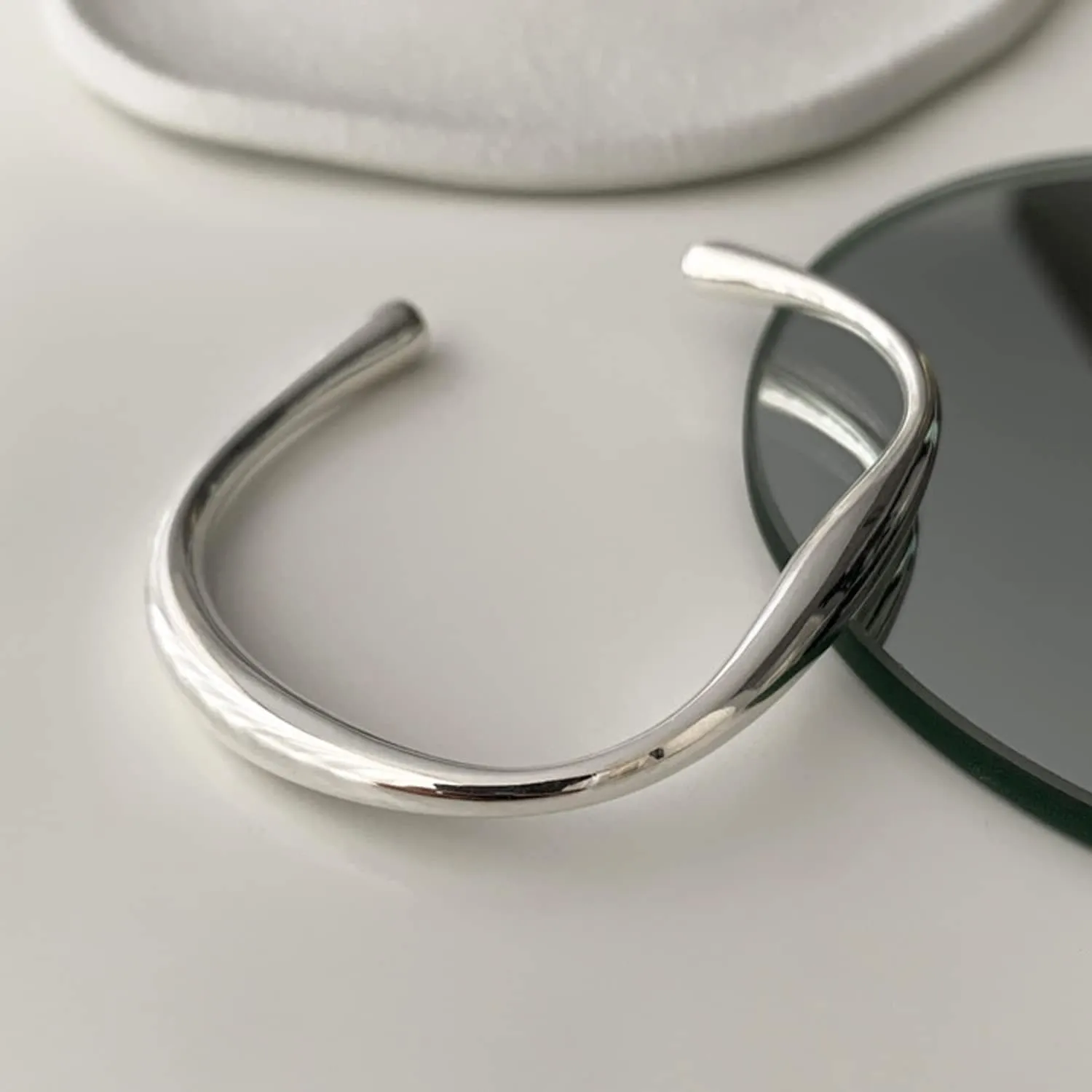 925 Sterling Silver Bracelets Open Adjustable Bangle Bracelet Teardrop Water Drop Cuff Bangles for Women