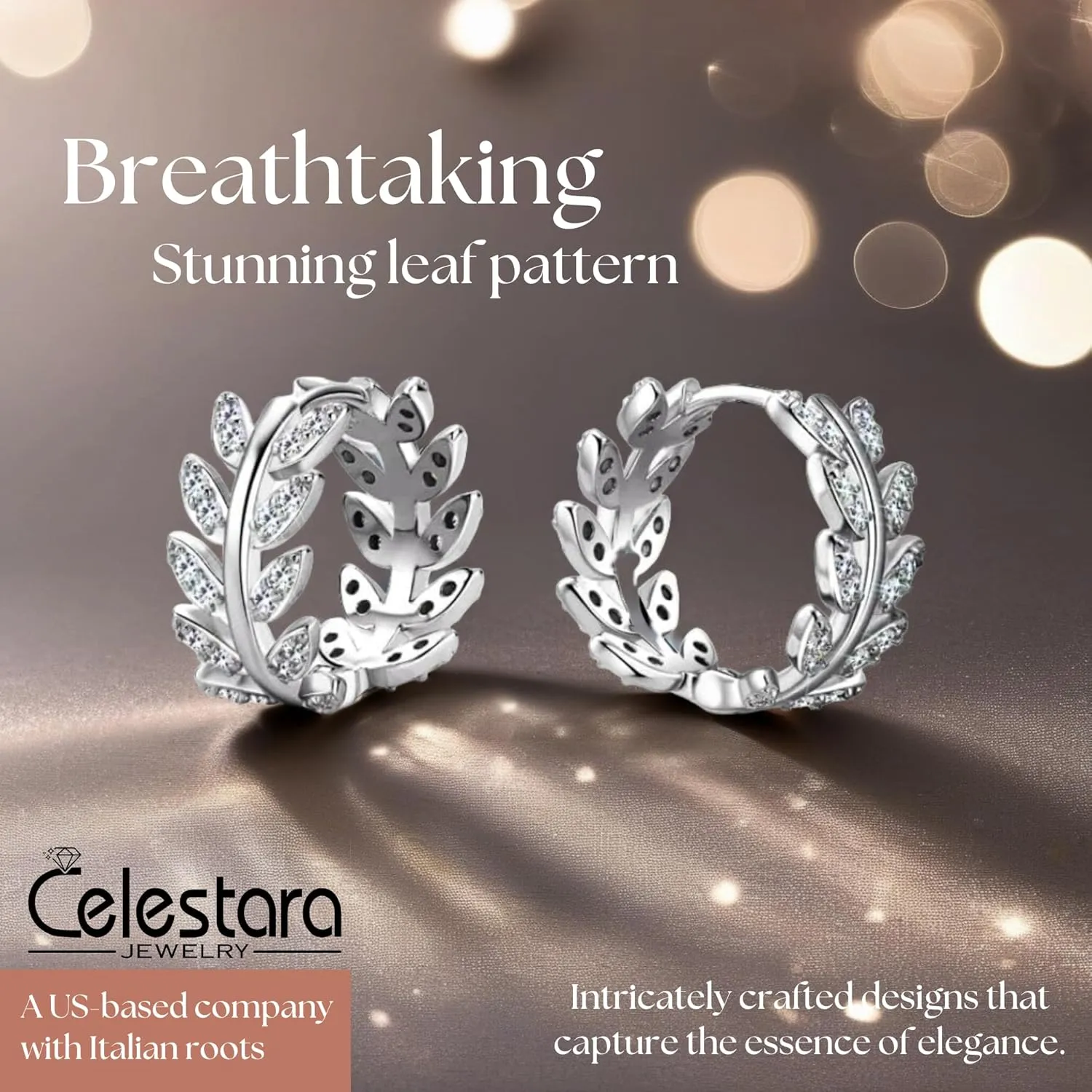 925 Sterling Silver CZ Diamond Huggie Hoop Earrings with Exquisite Box