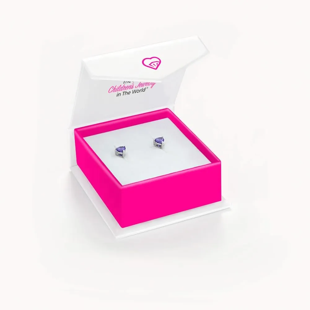 925 Sterling Silver Girls CZ Heart Hypoallergenic Safety Screw Back Earrings - Adorable 5mm Heart Earrings for Young Girls - Great Jewelry for Everyday Wear for Toddlers to Teens