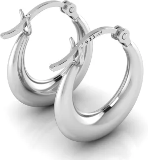 925 Sterling Silver Italian Design Shrimp Hoop Earrings for Women & Girls - Lightweight Perfect for Everyday Wear & Gifting (Shrimp Hoop Diameter: 25 MM)