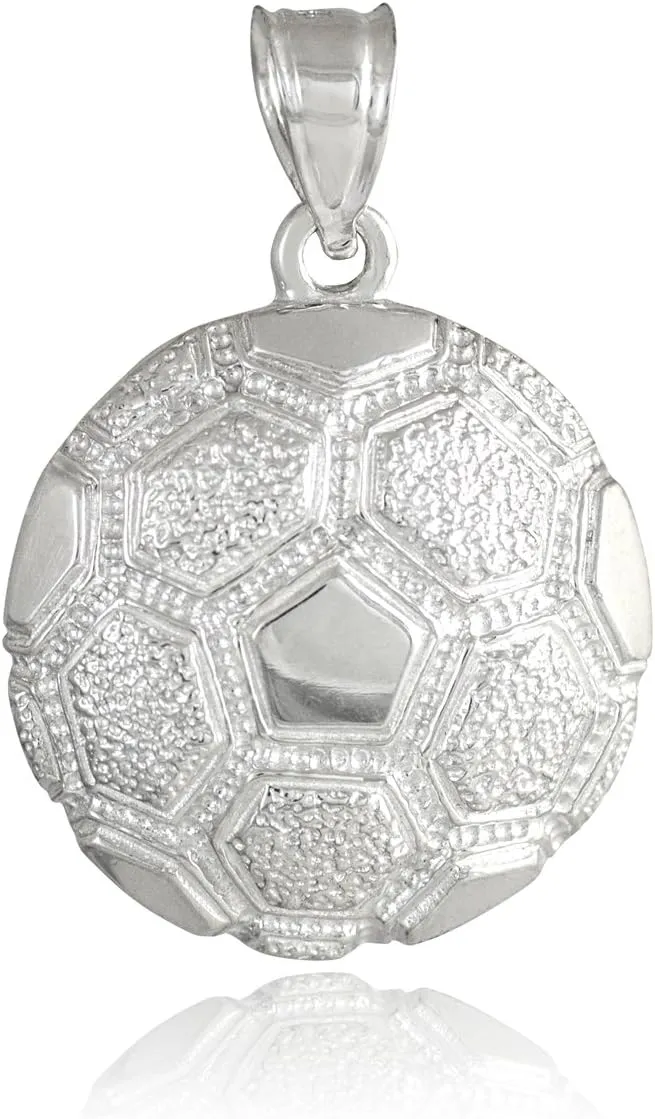 925 Sterling Silver Sports Charm Textured Soccer Ball Pendant