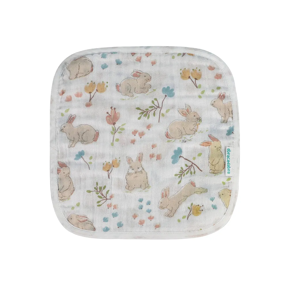 Abracadabra Cotton Muslin Wipes Pack of 3 (Bunny Garden) - Cream